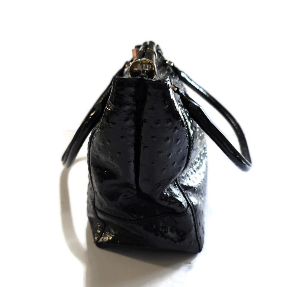 Kate Spade Knightsbridge Constance Leather Satchel Black Ostriche Patent, - Picture 3 of 16